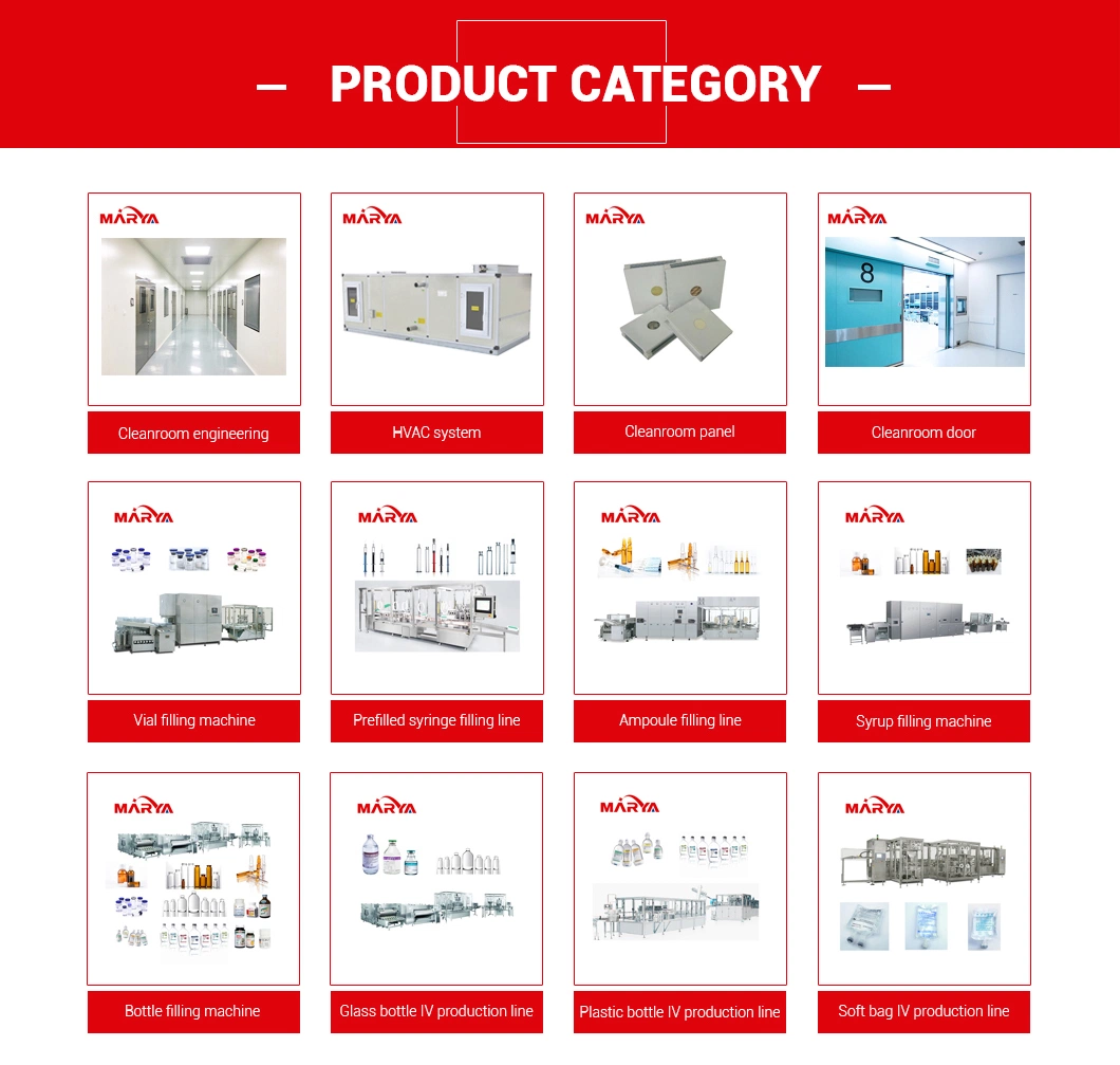 Marya GMP Certified Vial Liquid Washing Drying Filling Stoppering Production Line for Pharmaceutical Manufacturer Supplier